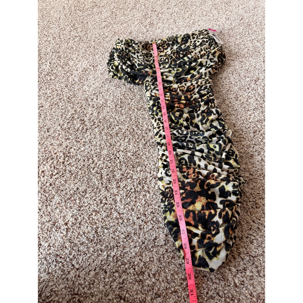 AFRM Leopard Print Ruched Bodycon Mini Dress XS - Picture 5 of 7